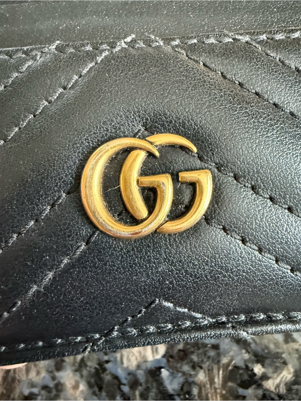 Gucci GG Marmont Quilted Black Leather Card Holder with Chevron Stitching - Picture 15 of 16